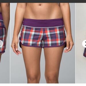 lululemon sz 8 Run Speed Shorts Wheezy Check Multi Heathered Berry Yum Yum plaid